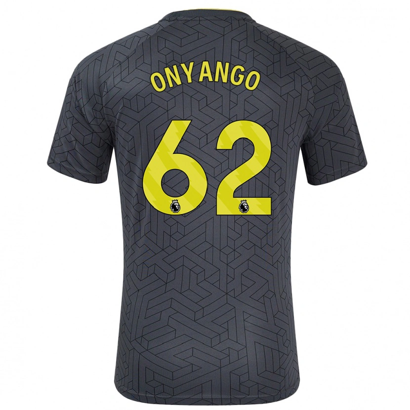 Danxen Niño Camiseta Tyler Onyango #62 Negro Amarillo 2ª Equipación 2024/25 La Camisa