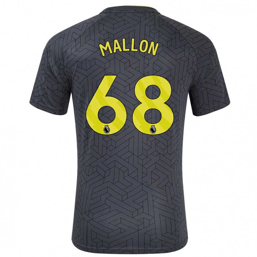 Danxen Niño Camiseta Mathew Mallon #68 Negro Amarillo 2ª Equipación 2024/25 La Camisa