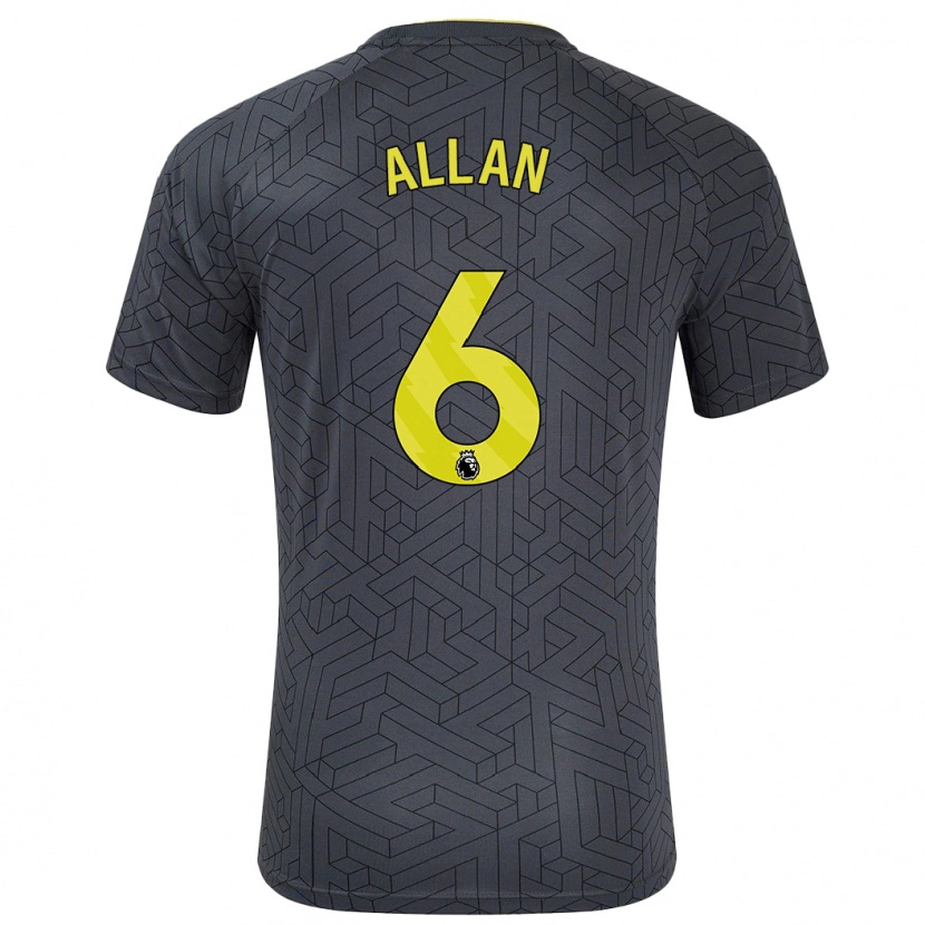 Danxen Niño Camiseta Allan #6 Negro Amarillo 2ª Equipación 2024/25 La Camisa