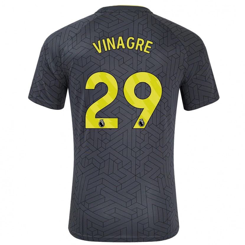 Danxen Niño Camiseta Ruben Vinagre #29 Negro Amarillo 2ª Equipación 2024/25 La Camisa