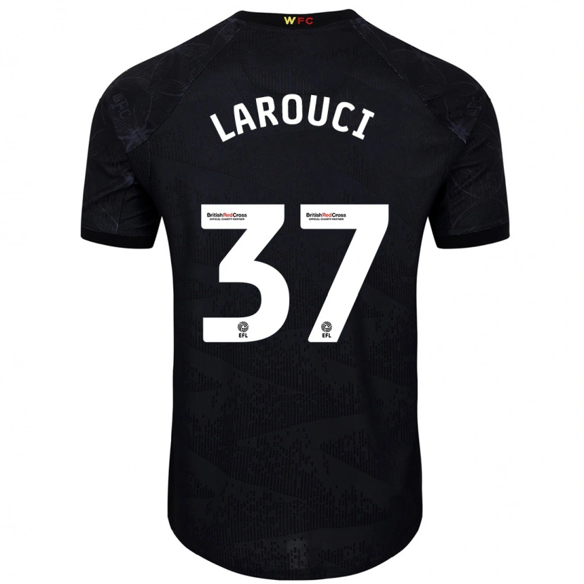 Danxen Niño Camiseta Yasser Larouci #37 Negro Blanco 2ª Equipación 2024/25 La Camisa