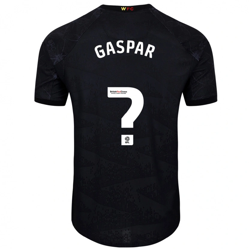 Danxen Niño Camiseta Luigi Gaspar #0 Negro Blanco 2ª Equipación 2024/25 La Camisa