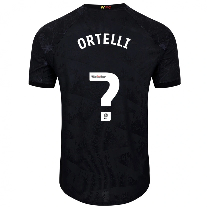 Danxen Niño Camiseta Gabriel Ortelli #0 Negro Blanco 2ª Equipación 2024/25 La Camisa