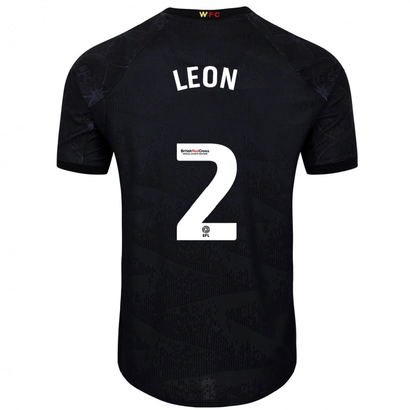 Danxen Niño Camiseta Lucía León #2 Negro Blanco 2ª Equipación 2024/25 La Camisa