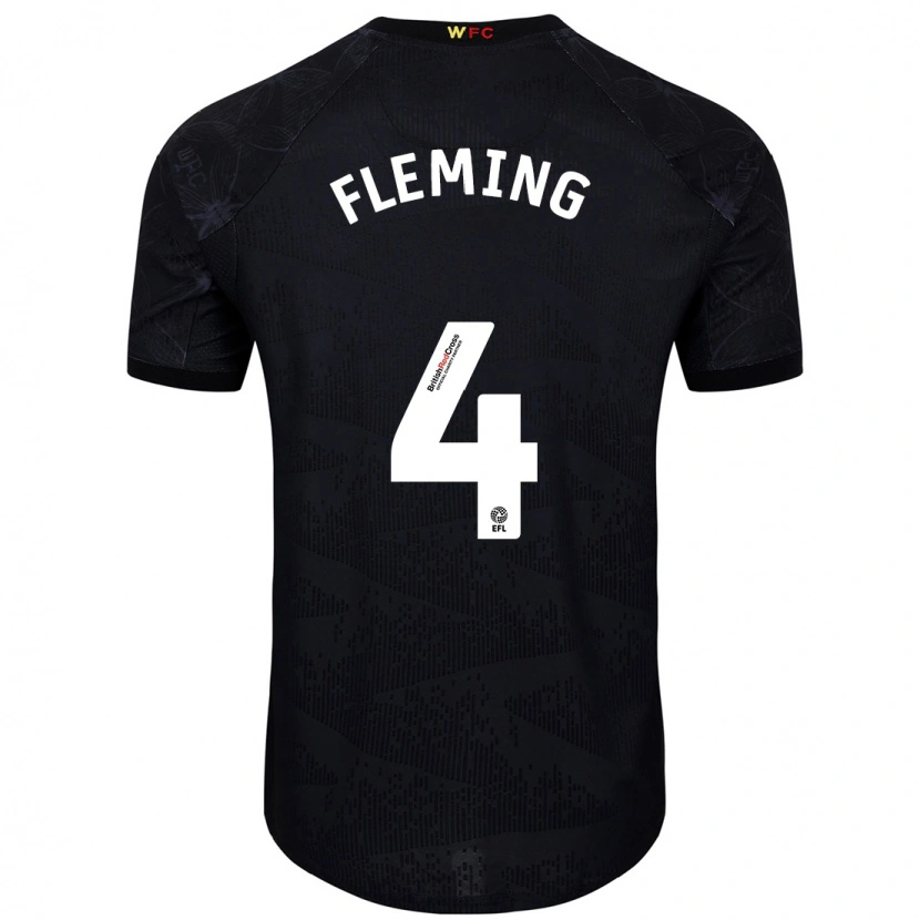 Danxen Niño Camiseta Charlotte Fleming #4 Negro Blanco 2ª Equipación 2024/25 La Camisa