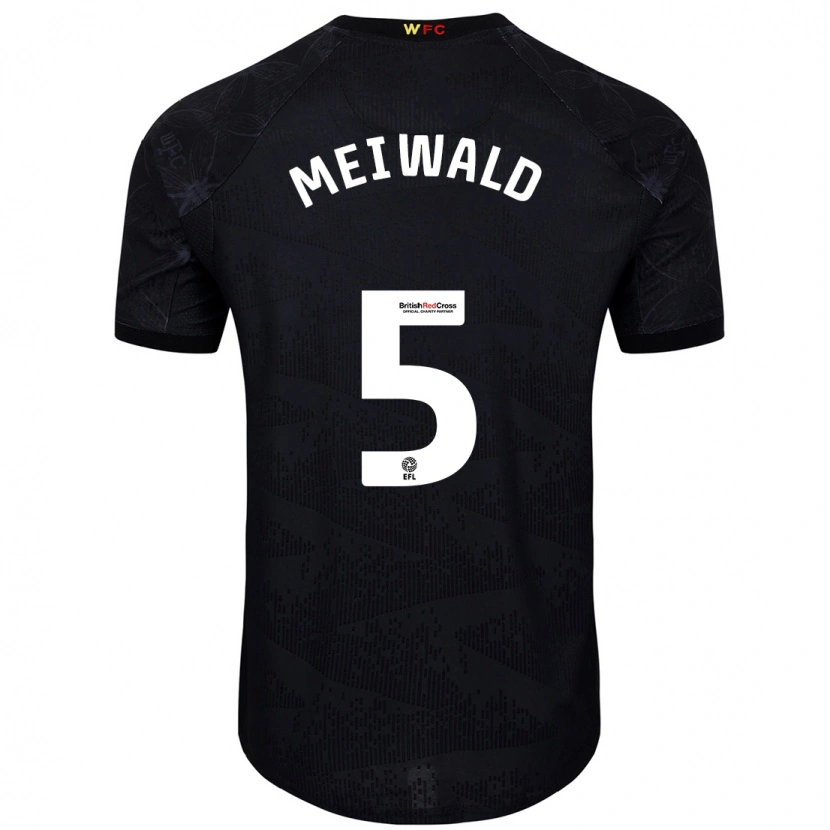 Danxen Niño Camiseta Anne Meiwald #5 Negro Blanco 2ª Equipación 2024/25 La Camisa