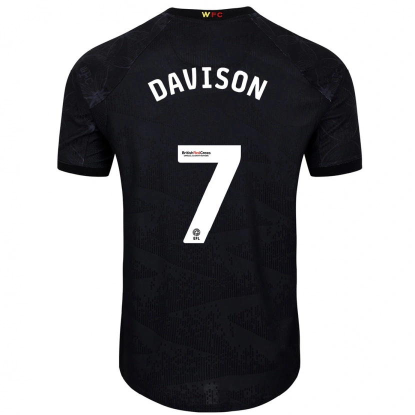 Danxen Niño Camiseta Gemma Davison #7 Negro Blanco 2ª Equipación 2024/25 La Camisa