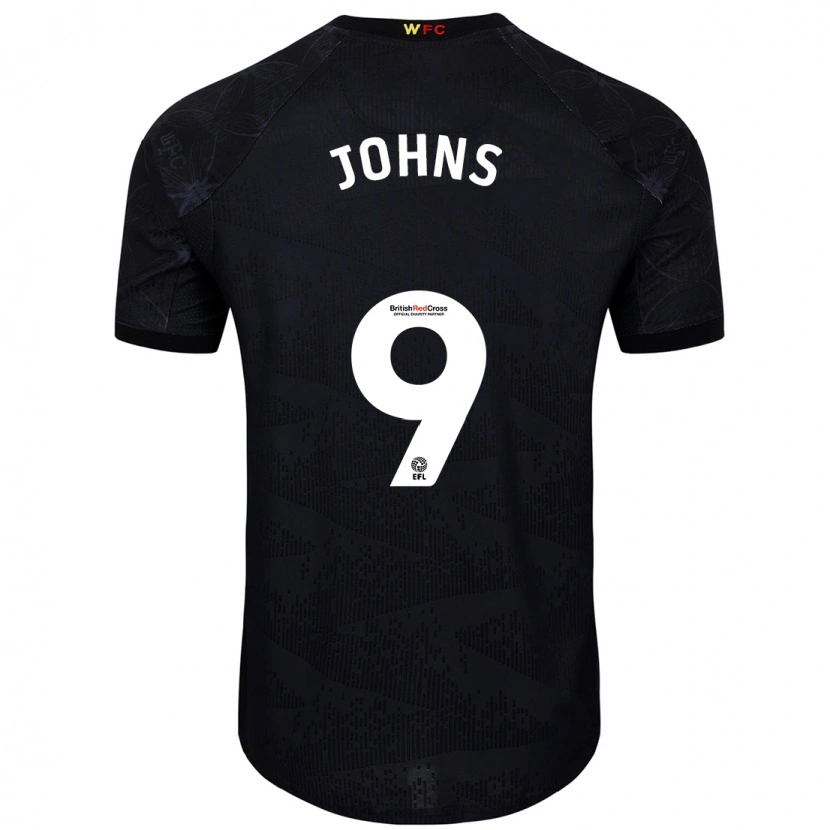 Danxen Niño Camiseta Carly Johns #9 Negro Blanco 2ª Equipación 2024/25 La Camisa