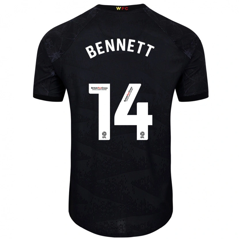 Danxen Niño Camiseta Harley Bennett #14 Negro Blanco 2ª Equipación 2024/25 La Camisa