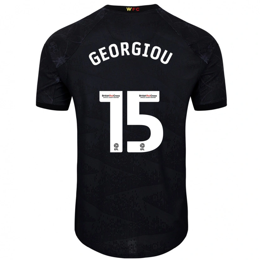 Danxen Niño Camiseta Andria Georgiou #15 Negro Blanco 2ª Equipación 2024/25 La Camisa