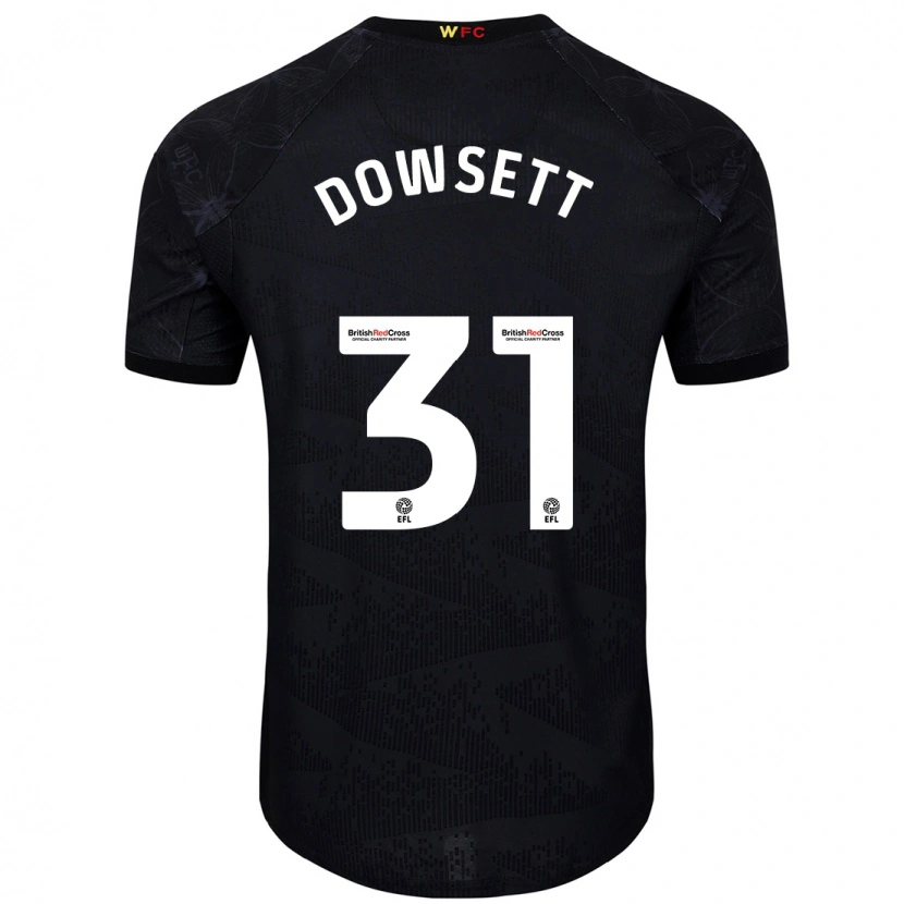 Danxen Niño Camiseta Rebekah Dowsett #31 Negro Blanco 2ª Equipación 2024/25 La Camisa