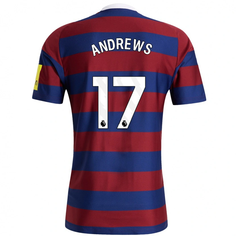 Danxen Niño Camiseta Amy Andrews #17 Burdeos Azul Marino 2ª Equipación 2024/25 La Camisa