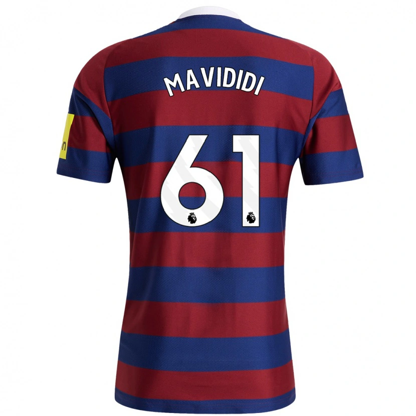 Danxen Niño Camiseta Shaun Mavididi #61 Burdeos Azul Marino 2ª Equipación 2024/25 La Camisa