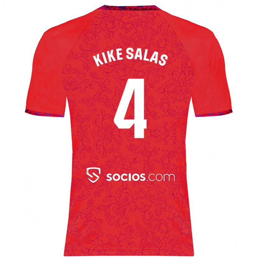 Danxen Niño Camiseta Kike Salas #4 Rojo 2ª Equipación 2024/25 La Camisa