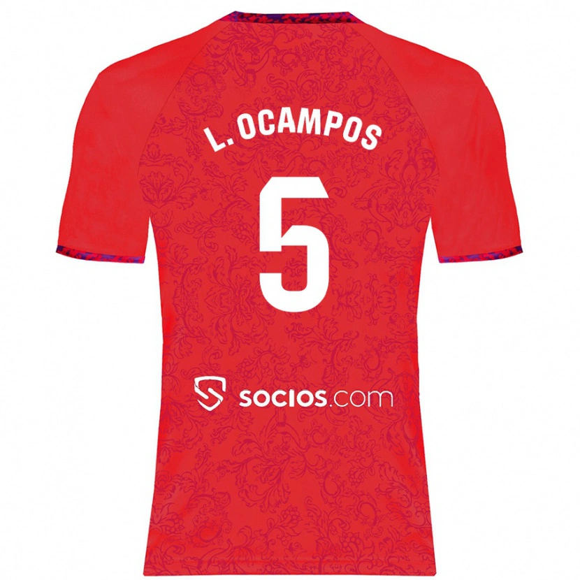 Danxen Niño Camiseta Lucas Ocampos #5 Rojo 2ª Equipación 2024/25 La Camisa