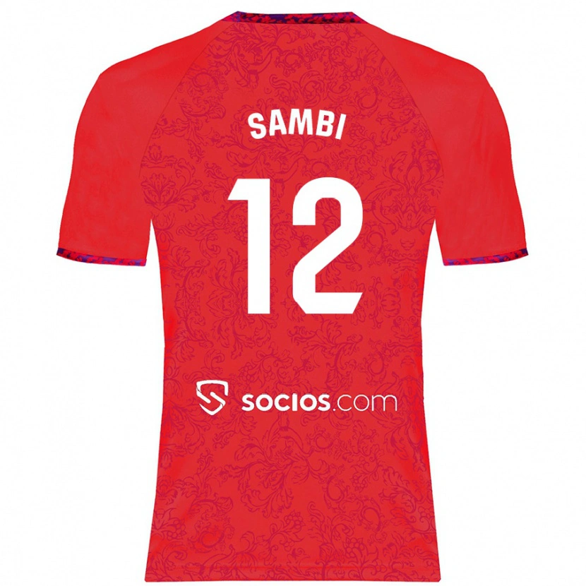 Danxen Niño Camiseta Albert Sambi Lokonga #12 Rojo 2ª Equipación 2024/25 La Camisa