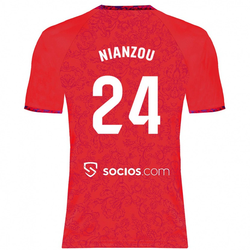 Danxen Niño Camiseta Tanguy Nianzou #24 Rojo 2ª Equipación 2024/25 La Camisa