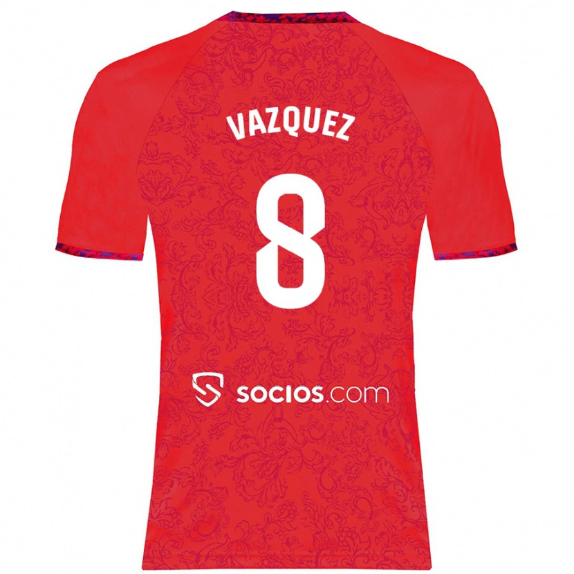 Danxen Niño Camiseta Manolo Vázquez #8 Rojo 2ª Equipación 2024/25 La Camisa