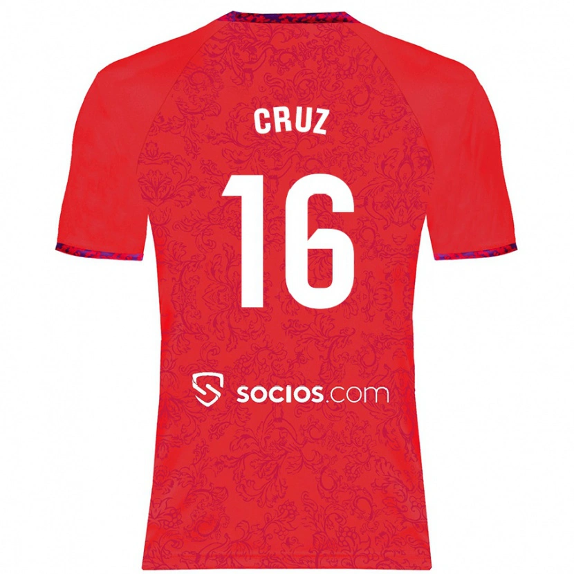 Danxen Niño Camiseta Jesús Cruz #16 Rojo 2ª Equipación 2024/25 La Camisa