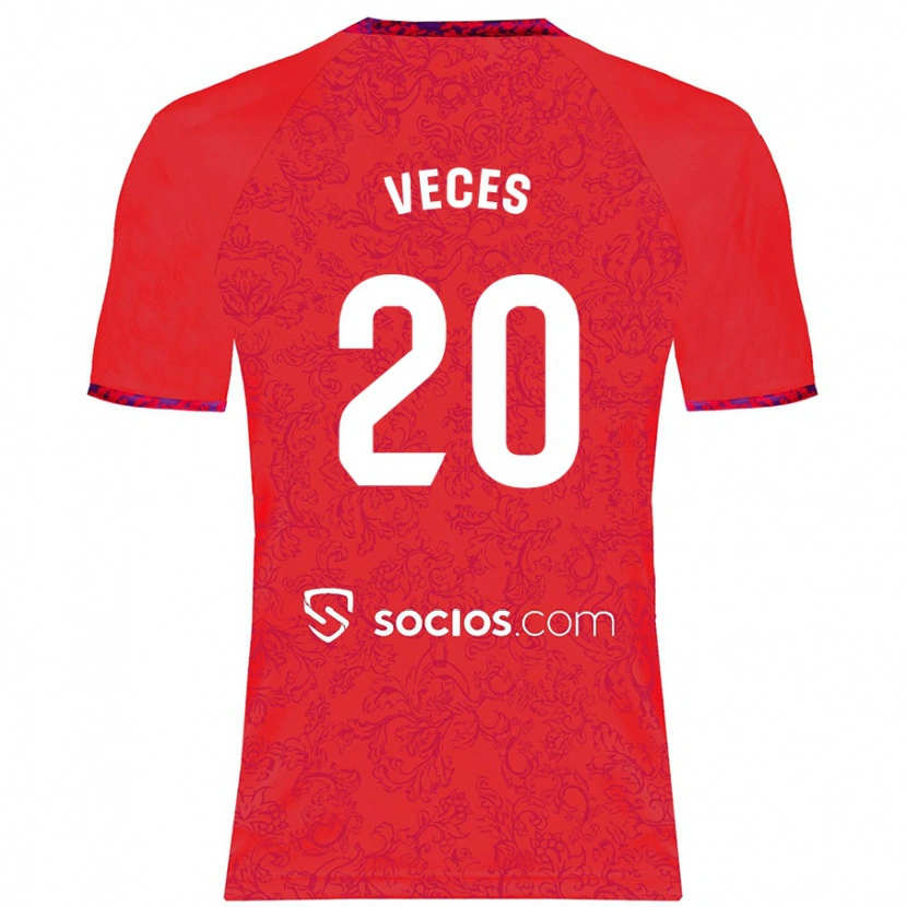 Danxen Niño Camiseta Sergio Veces #20 Rojo 2ª Equipación 2024/25 La Camisa