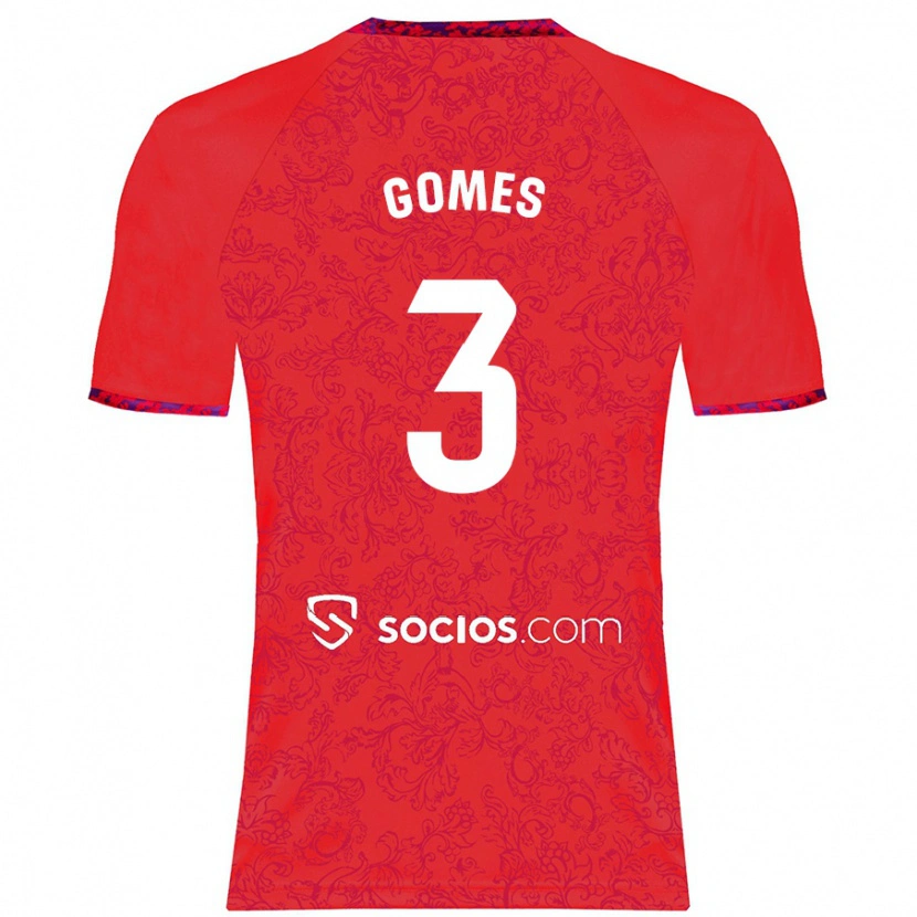 Danxen Niño Camiseta Diana Gomes #3 Rojo 2ª Equipación 2024/25 La Camisa