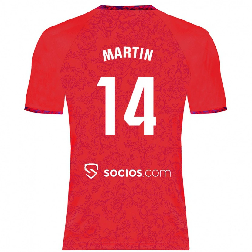 Danxen Niño Camiseta Nazareth Martín #14 Rojo 2ª Equipación 2024/25 La Camisa