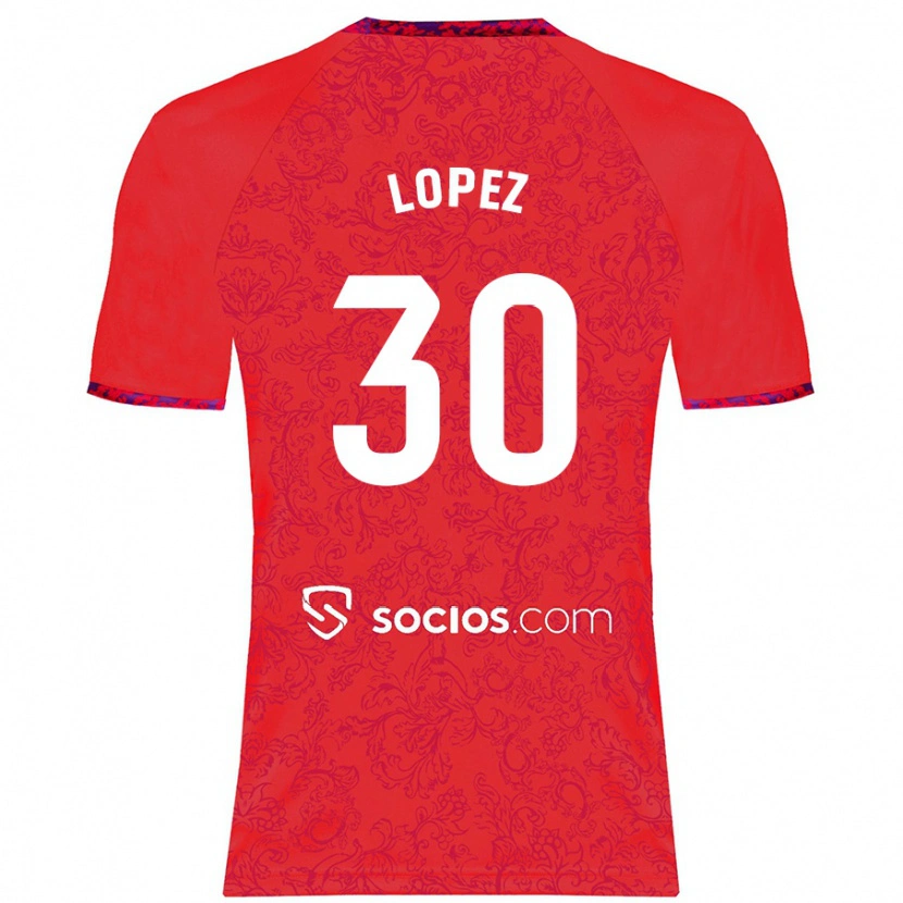 Danxen Niño Camiseta Alba López #30 Rojo 2ª Equipación 2024/25 La Camisa