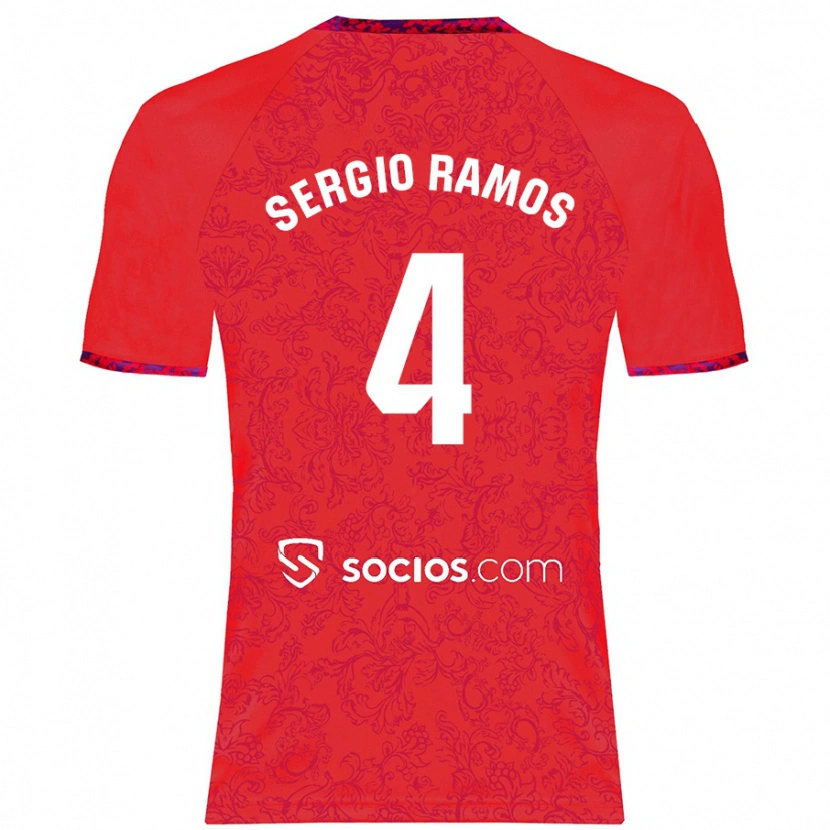 Danxen Niño Camiseta Sergio Ramos #4 Rojo 2ª Equipación 2024/25 La Camisa