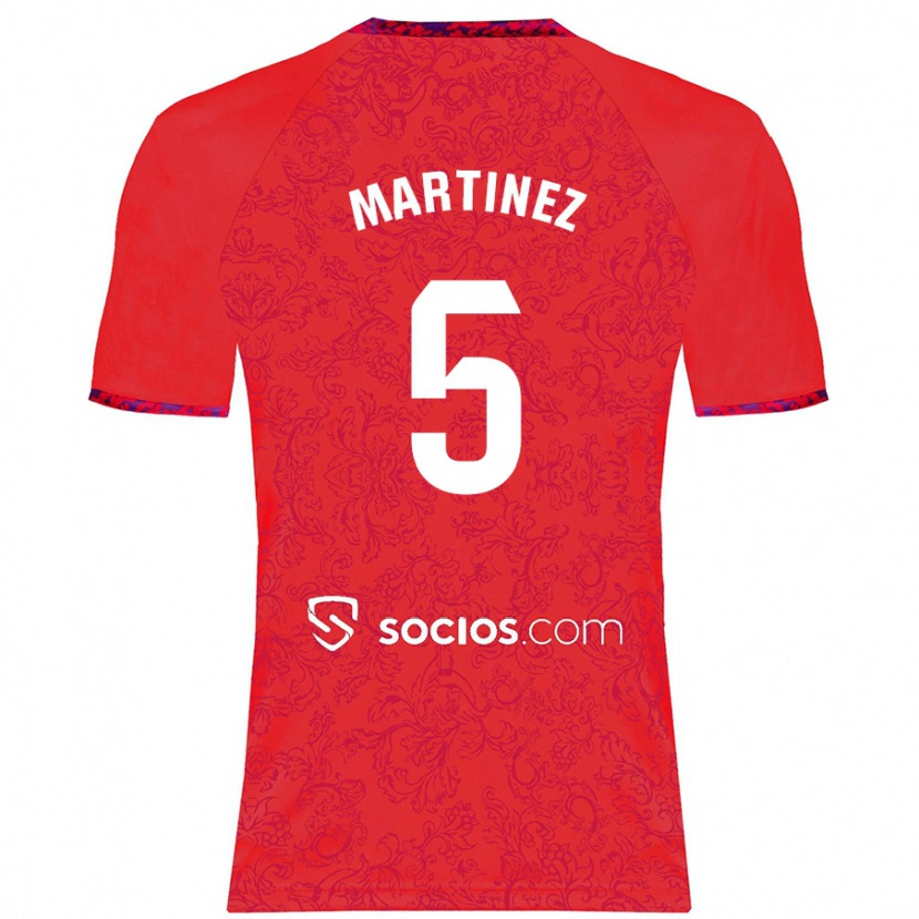 Danxen Niño Camiseta Sergio Martínez #5 Rojo 2ª Equipación 2024/25 La Camisa