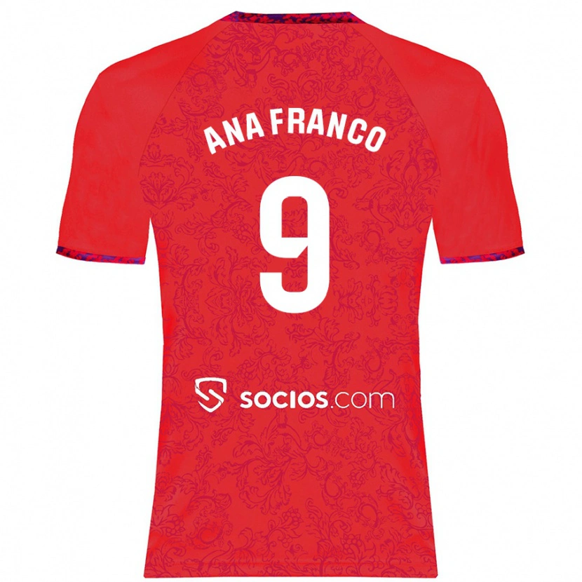 Danxen Niño Camiseta Ana Franco De La Vega #9 Rojo 2ª Equipación 2024/25 La Camisa