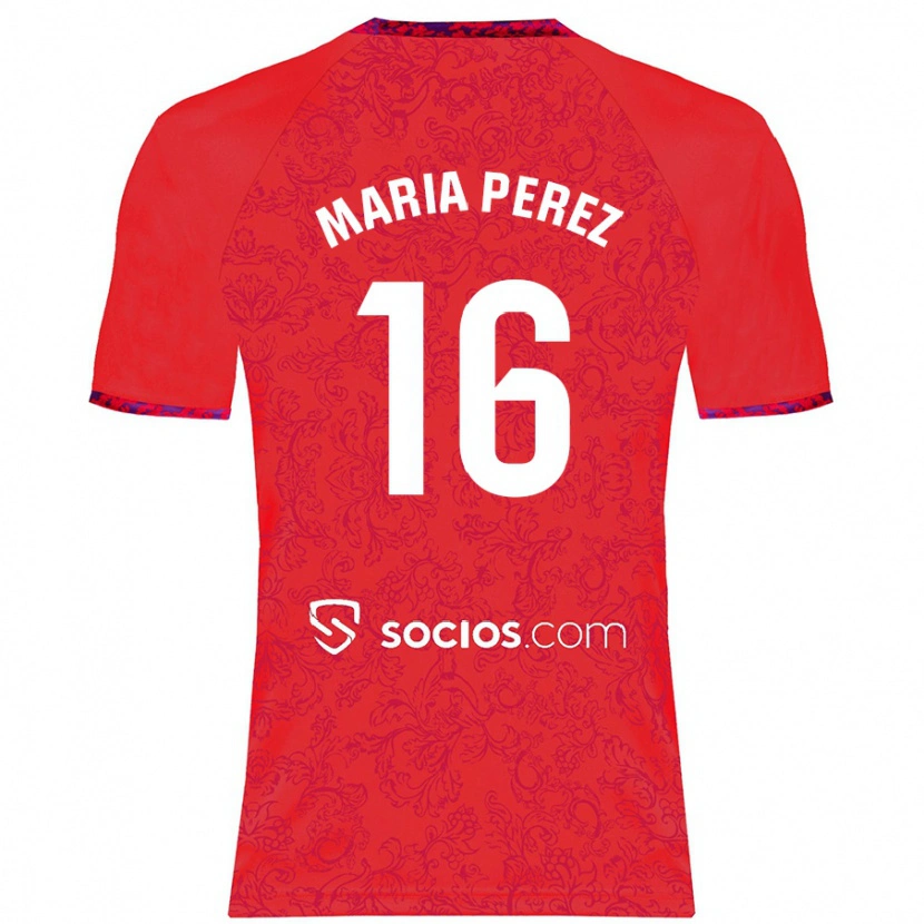 Danxen Niño Camiseta María Pérez Rabaza #16 Rojo 2ª Equipación 2024/25 La Camisa