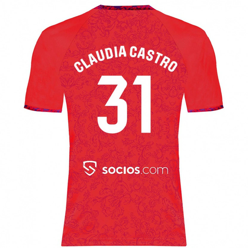 Danxen Niño Camiseta Claudia Castro Romero #31 Rojo 2ª Equipación 2024/25 La Camisa