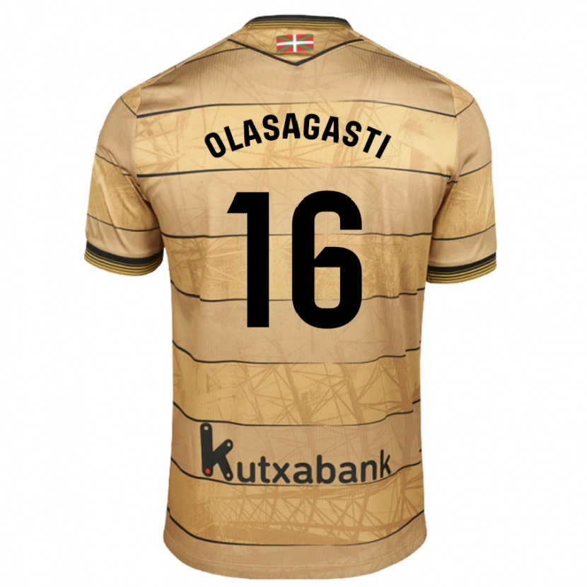 Danxen Niño Camiseta Jon Ander Olasagasti #16 Marrón 2ª Equipación 2024/25 La Camisa