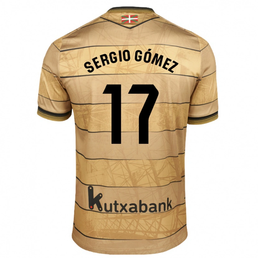 Danxen Niño Camiseta Sergio Gómez #17 Marrón 2ª Equipación 2024/25 La Camisa