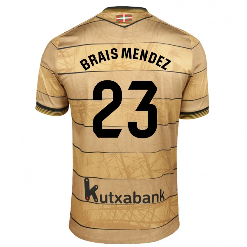 Danxen Niño Camiseta Brais Méndez #23 Marrón 2ª Equipación 2024/25 La Camisa