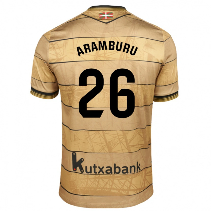 Danxen Niño Camiseta Jon Aramburu #26 Marrón 2ª Equipación 2024/25 La Camisa