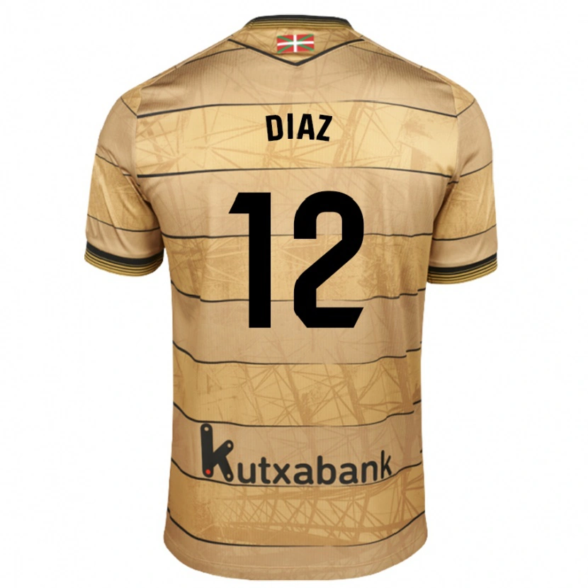 Danxen Niño Camiseta Ekain Díaz #12 Marrón 2ª Equipación 2024/25 La Camisa