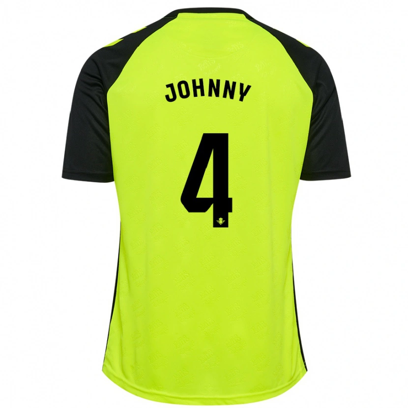 Danxen Niño Camiseta Johnny Cardoso #4 Amarillo Fluorescente Negro 2ª Equipación 2024/25 La Camisa