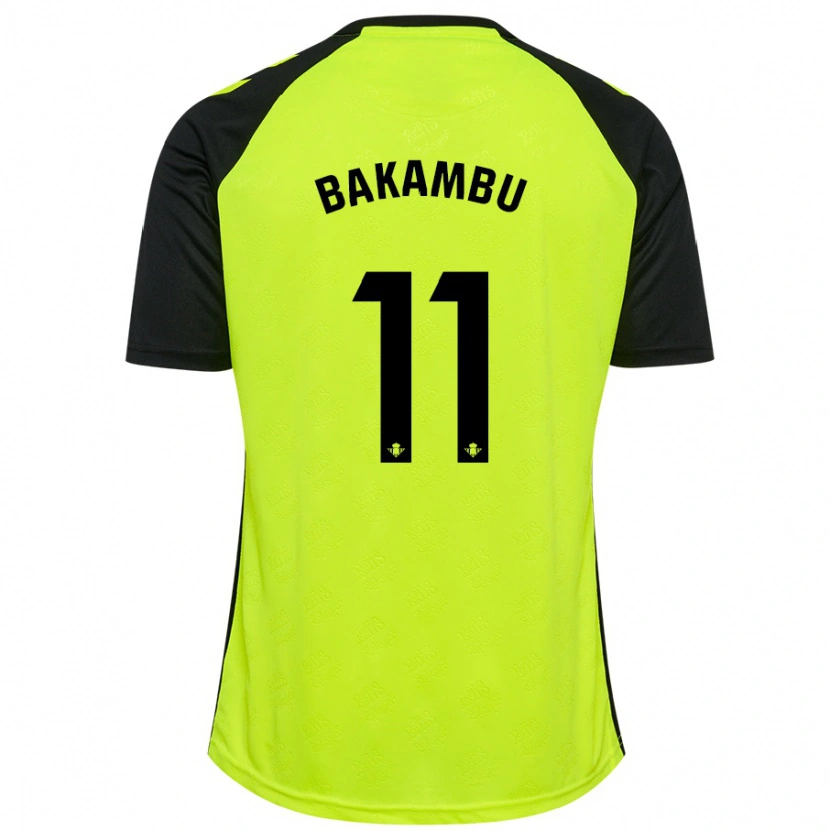 Danxen Niño Camiseta Cédric Bakambu #11 Amarillo Fluorescente Negro 2ª Equipación 2024/25 La Camisa