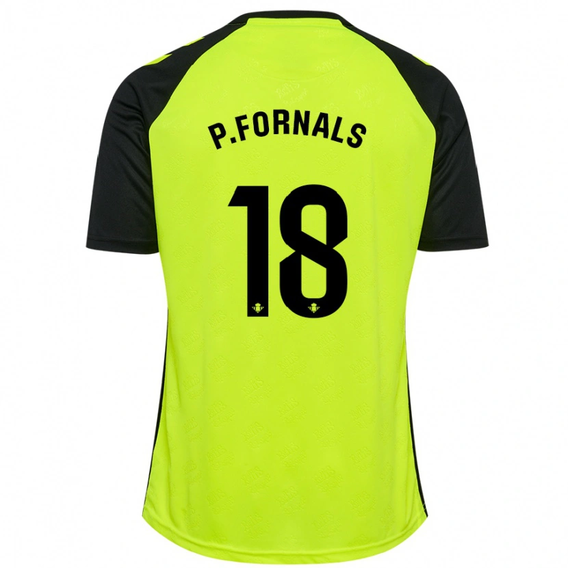 Danxen Niño Camiseta Pablo Fornals #18 Amarillo Fluorescente Negro 2ª Equipación 2024/25 La Camisa