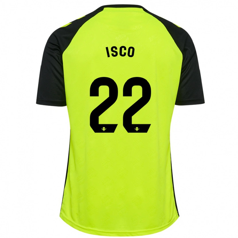 Danxen Niño Camiseta Isco #22 Amarillo Fluorescente Negro 2ª Equipación 2024/25 La Camisa