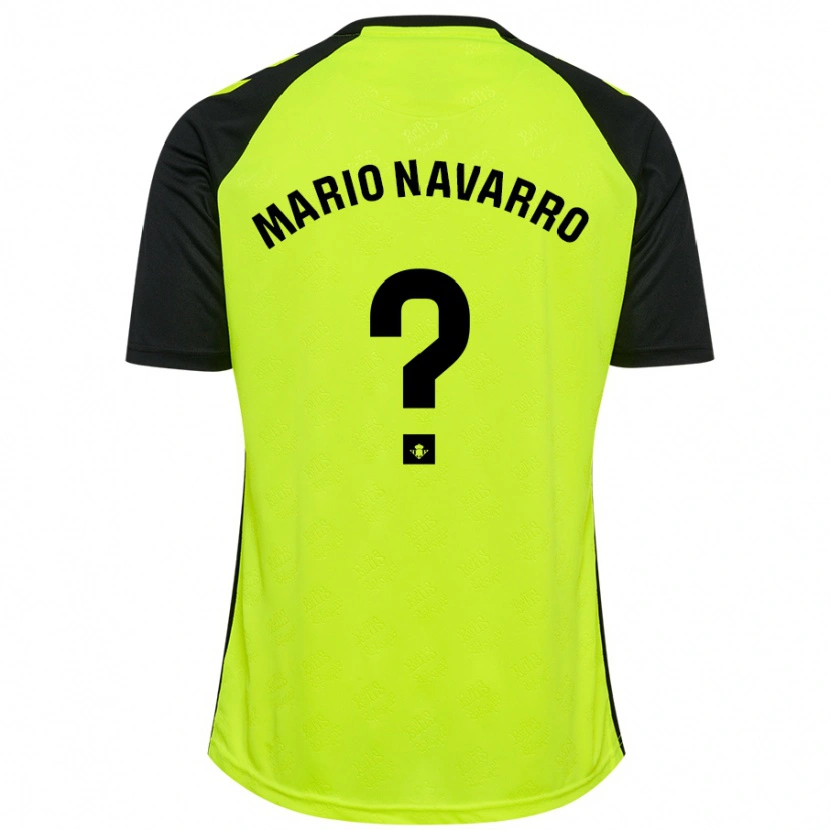 Danxen Niño Camiseta Mario Navarro #0 Amarillo Fluorescente Negro 2ª Equipación 2024/25 La Camisa