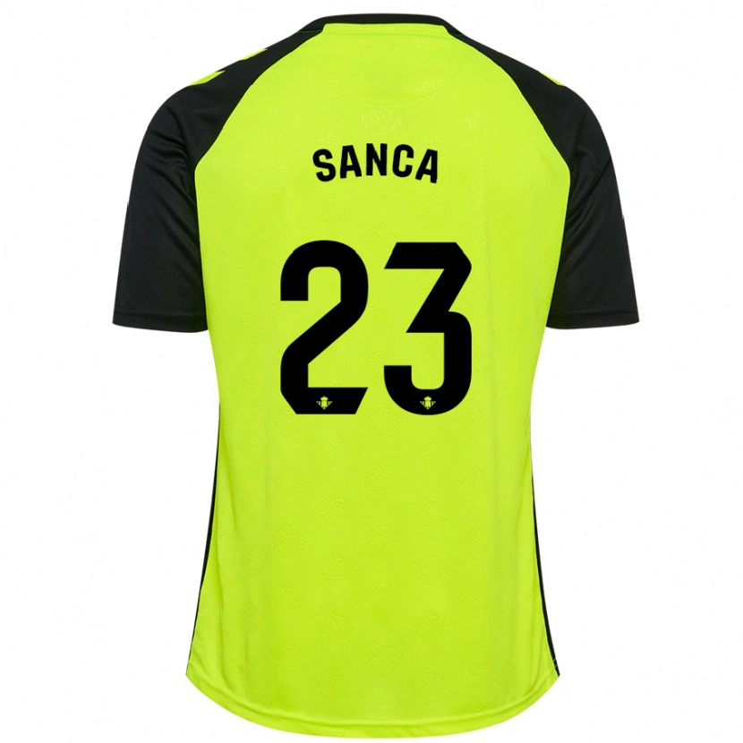 Danxen Niño Camiseta Marciano Sanca #23 Amarillo Fluorescente Negro 2ª Equipación 2024/25 La Camisa