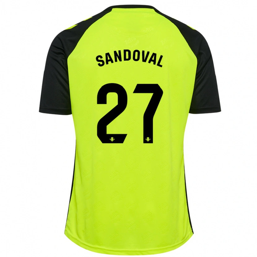 Danxen Niño Camiseta Keimer Sandoval #27 Amarillo Fluorescente Negro 2ª Equipación 2024/25 La Camisa