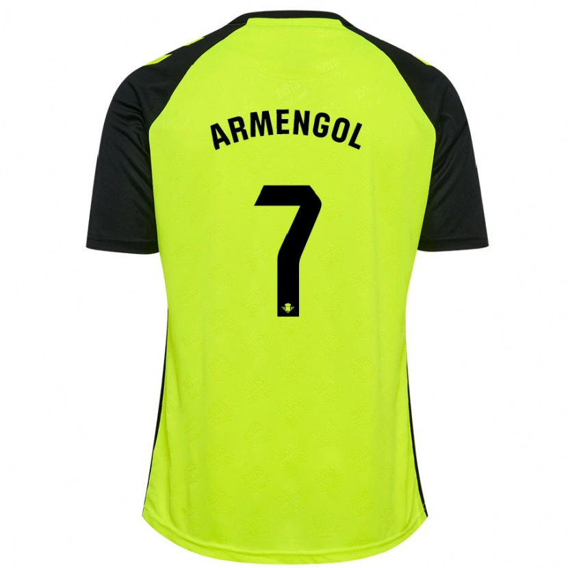 Danxen Niño Camiseta Carla Armengol #7 Amarillo Fluorescente Negro 2ª Equipación 2024/25 La Camisa