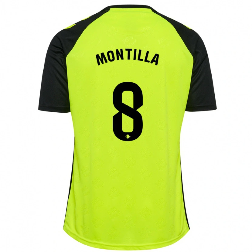 Danxen Niño Camiseta Natalia Montilla #8 Amarillo Fluorescente Negro 2ª Equipación 2024/25 La Camisa