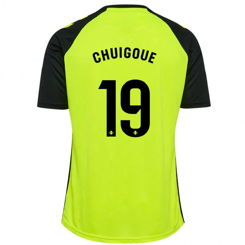 Danxen Niño Camiseta Dorine Chuigoué #19 Amarillo Fluorescente Negro 2ª Equipación 2024/25 La Camisa