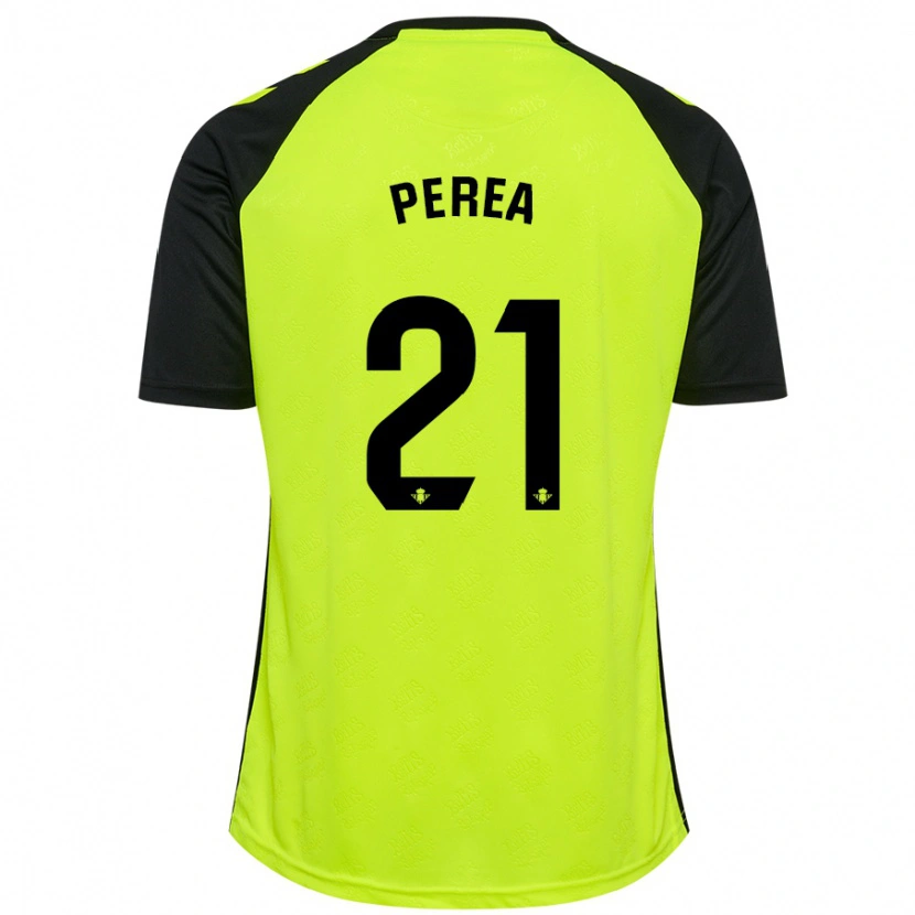 Danxen Niño Camiseta Paula Perea #21 Amarillo Fluorescente Negro 2ª Equipación 2024/25 La Camisa