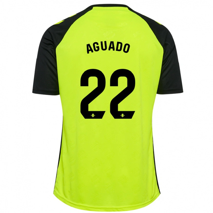 Danxen Niño Camiseta Júlia Aguado #22 Amarillo Fluorescente Negro 2ª Equipación 2024/25 La Camisa