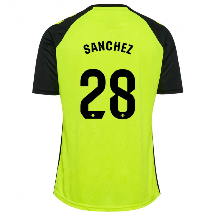 Danxen Niño Camiseta Marina Sánchez #28 Amarillo Fluorescente Negro 2ª Equipación 2024/25 La Camisa